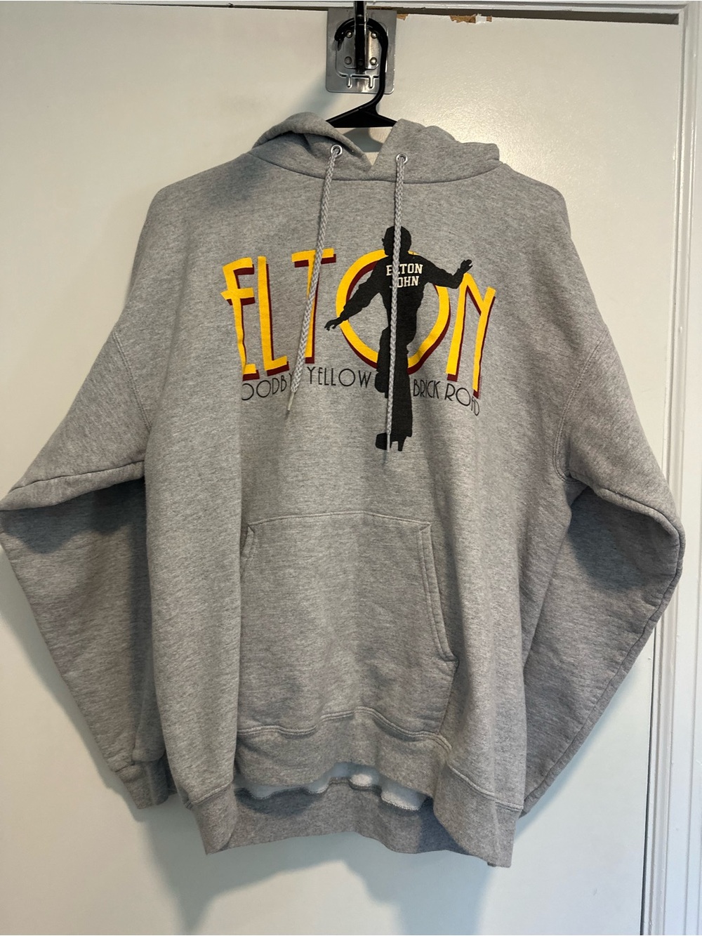 Elton John Goodbye Yellow Brick Road Hoodie SzM Hanes PrintPro Gray Rock Music.